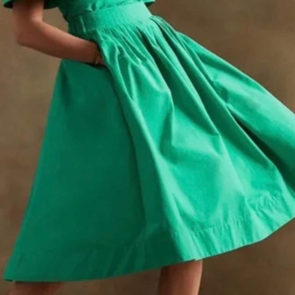 Banana Republic Vibrant Green A-Line Midi Skirt XS P